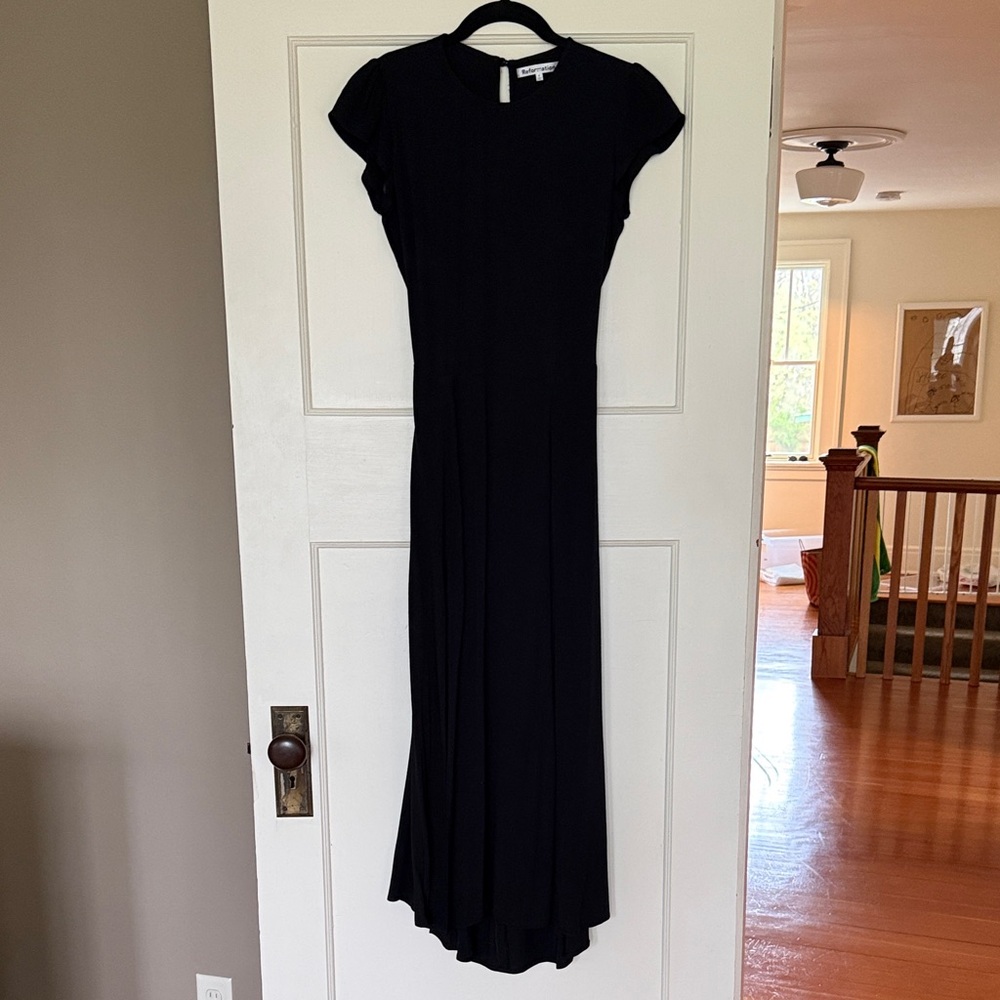 Reformation Black Cap-Sleeve Maxi Dress